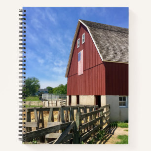 Farms Red Barn With American Flag Notebook