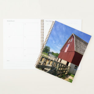 Farms Red Barn With American Flag Planner