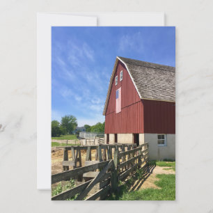 Farms   Red Barn With American Flag Thank You Card