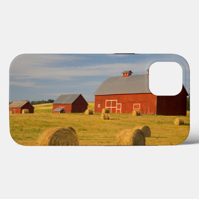 Farms | Red Barns Near Hay Bales Case-Mate iPhone Case (Back (Horizontal))