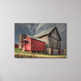 Farms   Red Wooden Barn in Michigan Canvas Print