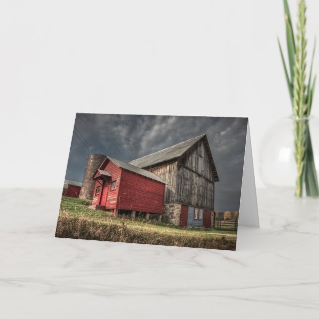 Farms | Red Wooden Barn in Michigan Card (Front)