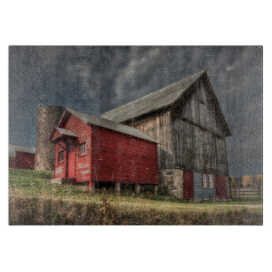 Farms   Red Wooden Barn in Michigan Cutting Board