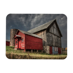 Farms Red Wooden Barn in Michigan Magnet