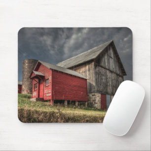 Farms   Red Wooden Barn in Michigan Mouse Mat
