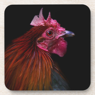 Farms   Rooster Head Shot Coaster