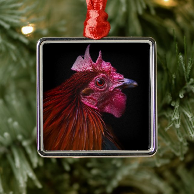 Farms | Rooster Head Shot Metal Tree Decoration (Tree)
