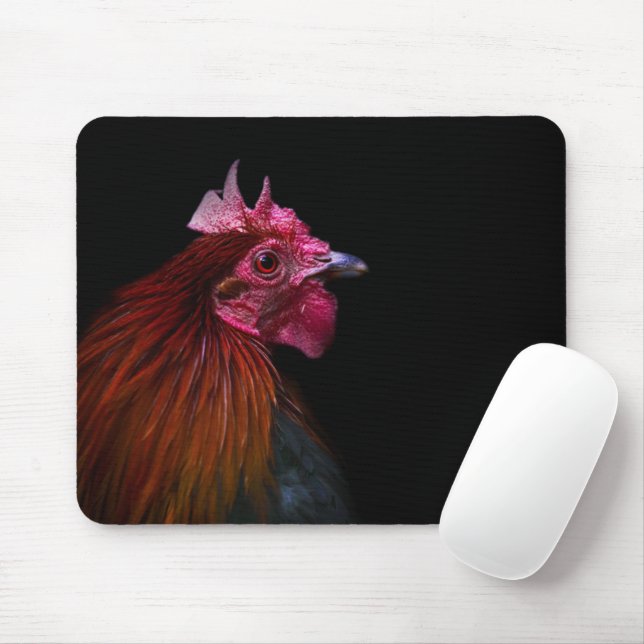 Farms | Rooster Head Shot Mouse Mat (With Mouse)