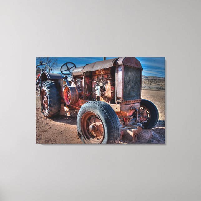 Farms | Rusty Antique Tractor Canvas Print (Front)