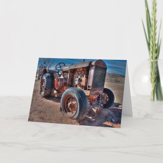 Farms | Rusty Antique Tractor Card (Front)
