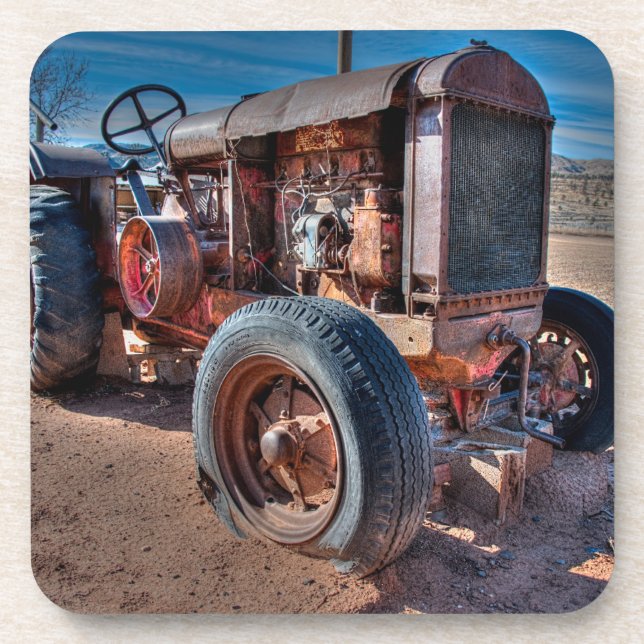 Farms | Rusty Antique Tractor Coaster (Front)