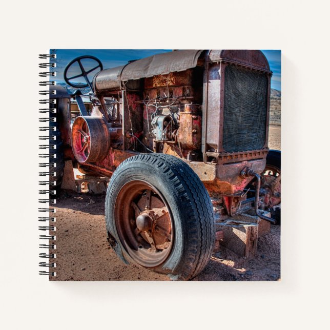 Farms | Rusty Antique Tractor Notebook (Front)