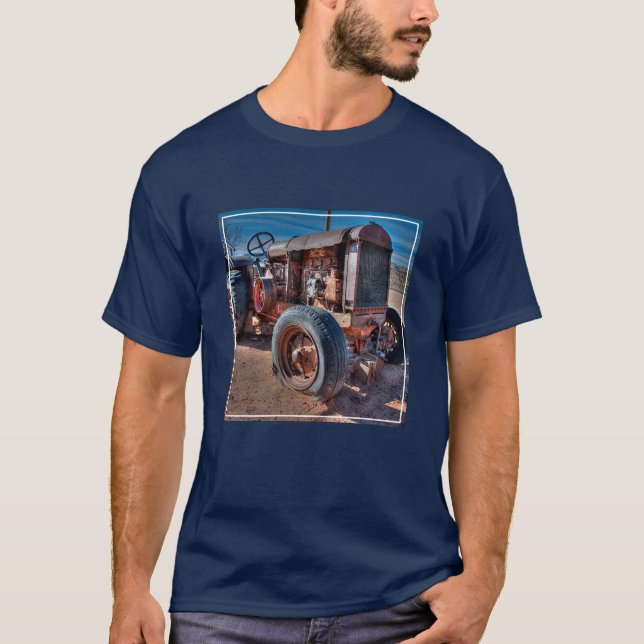 Farms | Rusty Antique Tractor T-Shirt (Front)