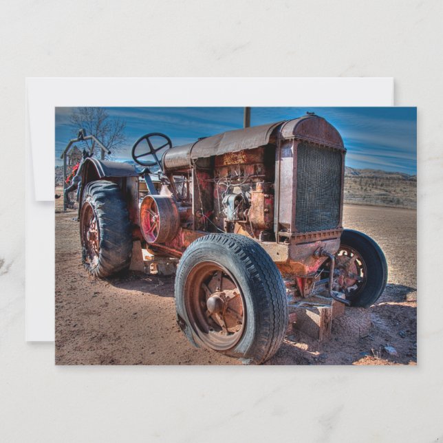 Farms | Rusty Antique Tractor Thank You Card (Front)