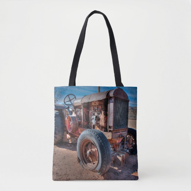 Farms | Rusty Antique Tractor Tote Bag (Front)