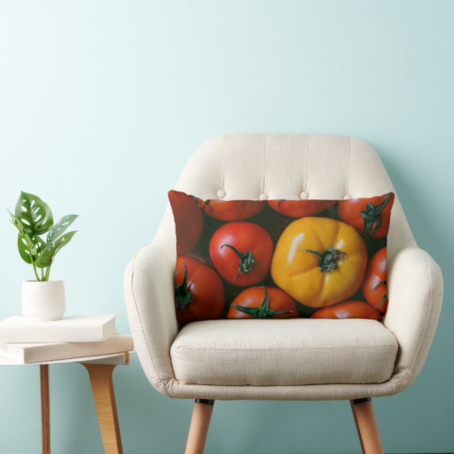 Farms | Shiny Red & Yellow Tomatoes Lumbar Cushion (Chair)