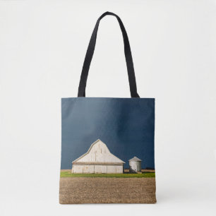 Farms   White Barn & Silo Tote Bag