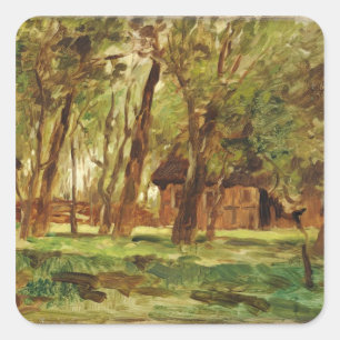 Farmstead under Trees Square Sticker