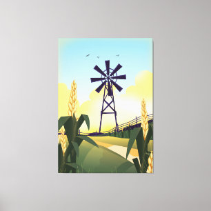 Farmyard and windmill canvas print