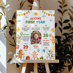 Farmyard Animal First Year Photo Milestone Poster