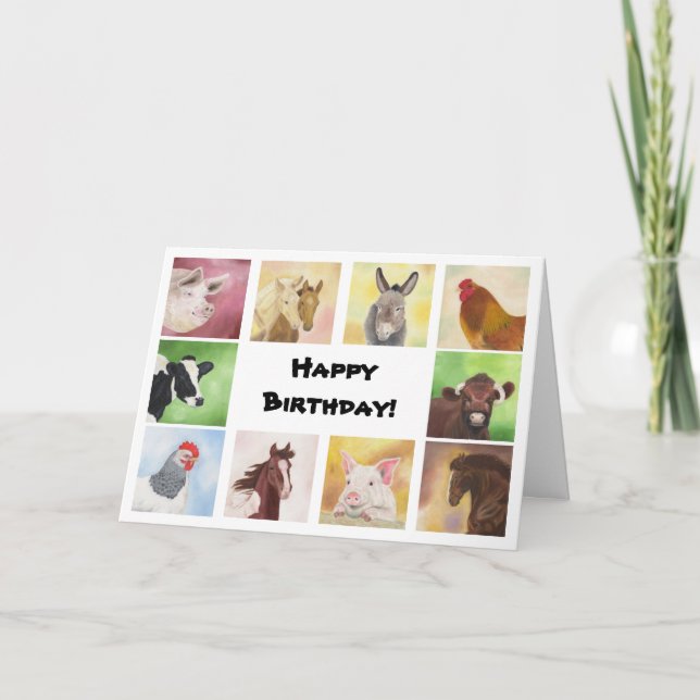Farmyard animals birthday card (Front)