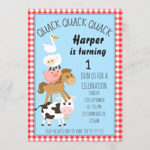 Farmyard Animals Birthday Invitation