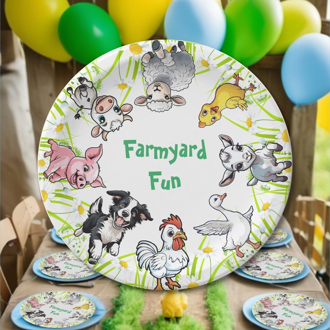 Farmyard Animals Fun Birthday Party Paper Plate (Creator Uploaded)
