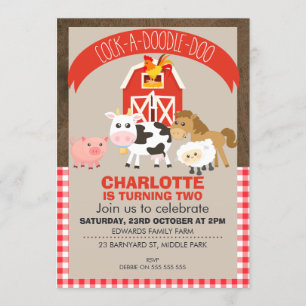 Farmyard Barnyard Animals Birthday Invitation