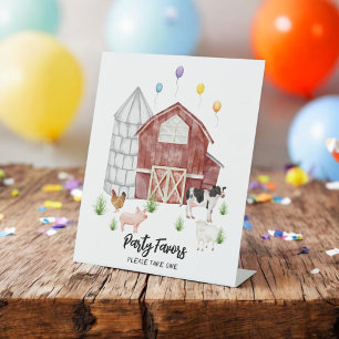 Farmyard Barnyard Farm Animals Birthday Party Pedestal Sign
