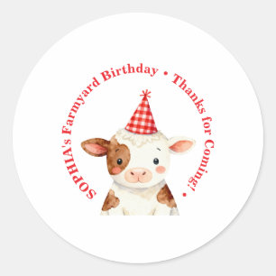 Farmyard Birthday Favour Bag Seal Editable