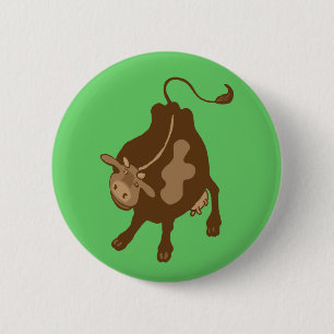farmyard cow 6 cm round badge