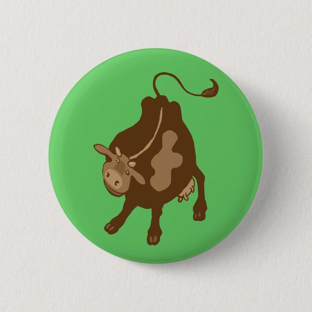 farmyard cow 6 cm round badge (Front)