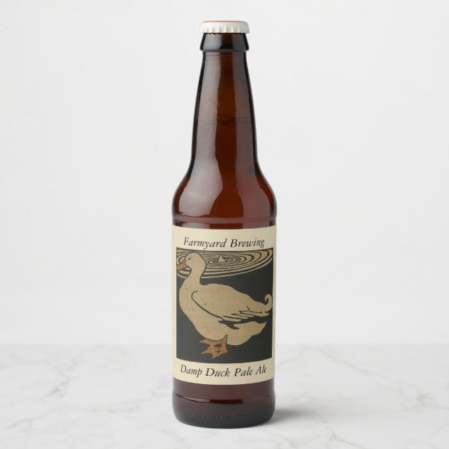 Farmyard Damp Duck Template Beer Bottle Label (Front)