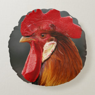 Farmyard Domestic Rooster Round Cushion