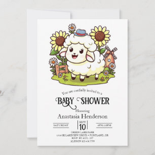 Farmyard Dreamy Sheep Baby Shower Invitation