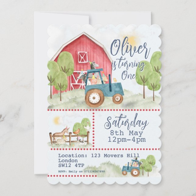 🚜🎉 Farmyard Friends Birthday Invitation  (Front)