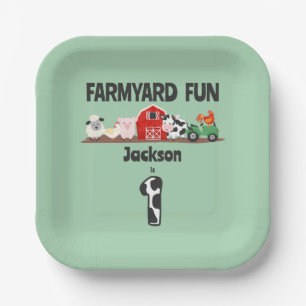 Farmyard Fun 1st Birthday Farm Animal Kids Party Paper Plate