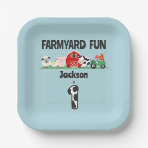 Farmyard Fun 1st Birthday Farm Animal Kids Party Paper Plate