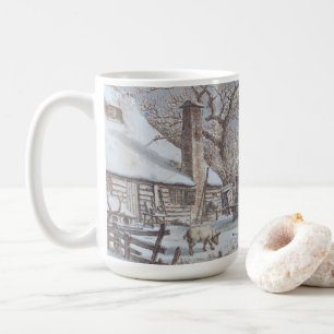 FARMYARD IN WINTER 1786 Vintage Art Christmas Mug