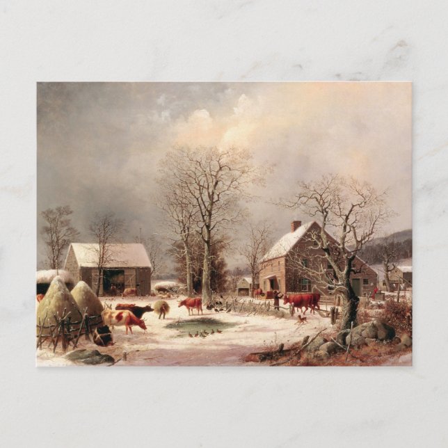 Farmyard in Winter Postcard (Front)