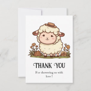 Farmyard Pretty Sheep Baby Shower Thank You Card