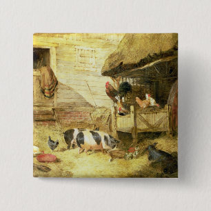 Farmyard Scene 15 Cm Square Badge