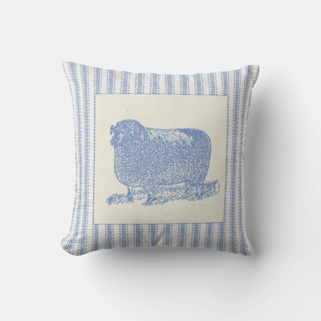 Farmyard Sheep with Ticking Cushion (Front)