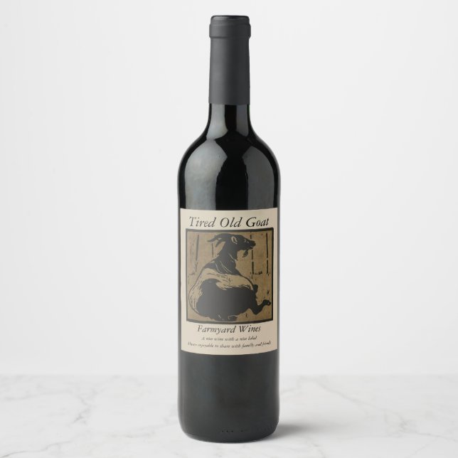 Farmyard Tired Old Goat Template Wine Label (Front)