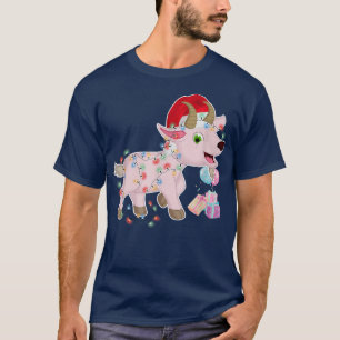 Farmzone Black Goat Christmas Light Xmas Funny Far T-Shirt