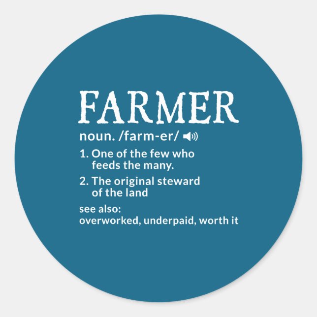 Farner Definition Funny Farmer Farming Mens  Classic Round Sticker (Front)