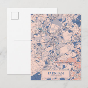 Farnham United Kingdom Breezy City Map Travel Postcard
