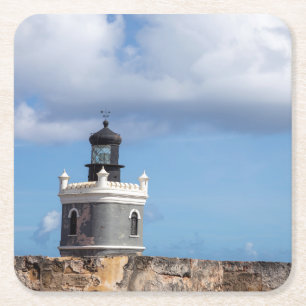 Faro Lighthouse Square Paper Coaster