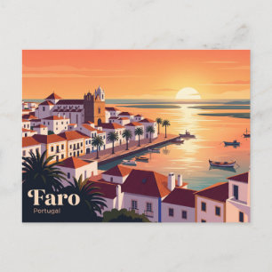 Faro, Portugal, sunset Postcard