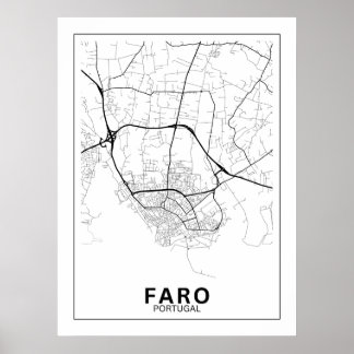 Faro Town Map Classic Line Poster